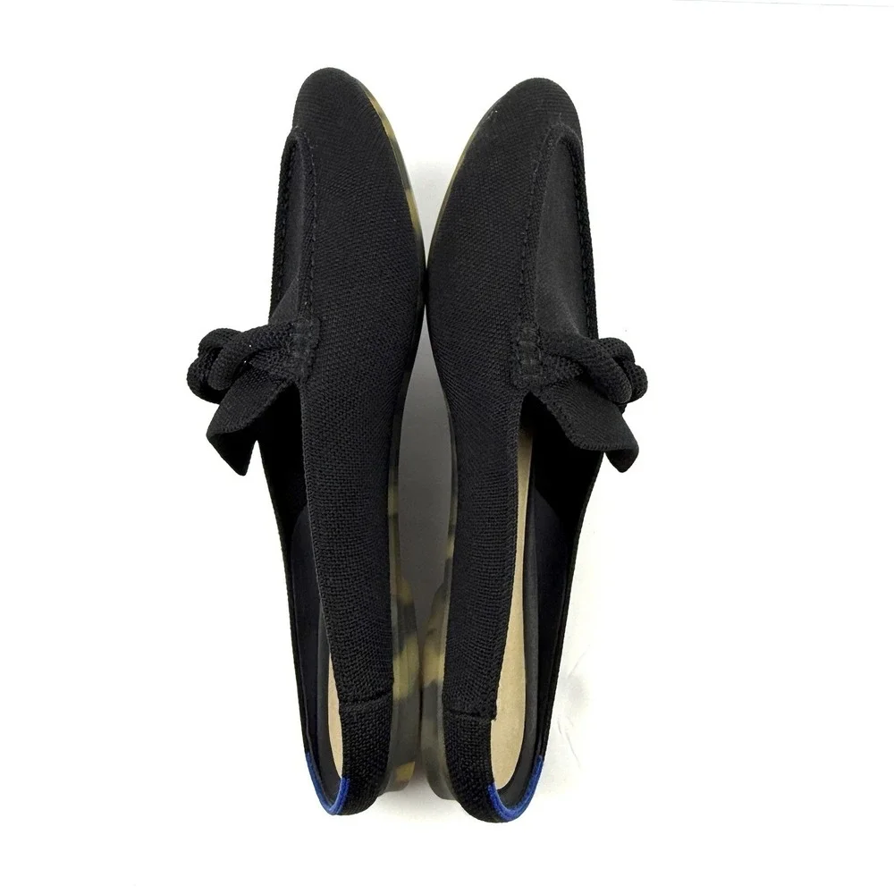 Rothy's The Loafer Mules 12 Slip On Black Fabric Braid Comfort Womens READ